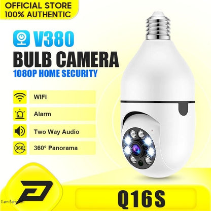 V380 Pro 360° Light Bulb Security Camera – 1080P HD Wireless WiFi Surveillance Camera with Night Vision & Motion Detection