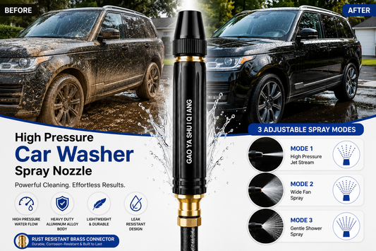 High Pressure Car Washer Spray Nozzle | Adjustable Garden Hose Water Spray Gun with Brass Connector for Car Washing, Patio & Garden Cleaning
