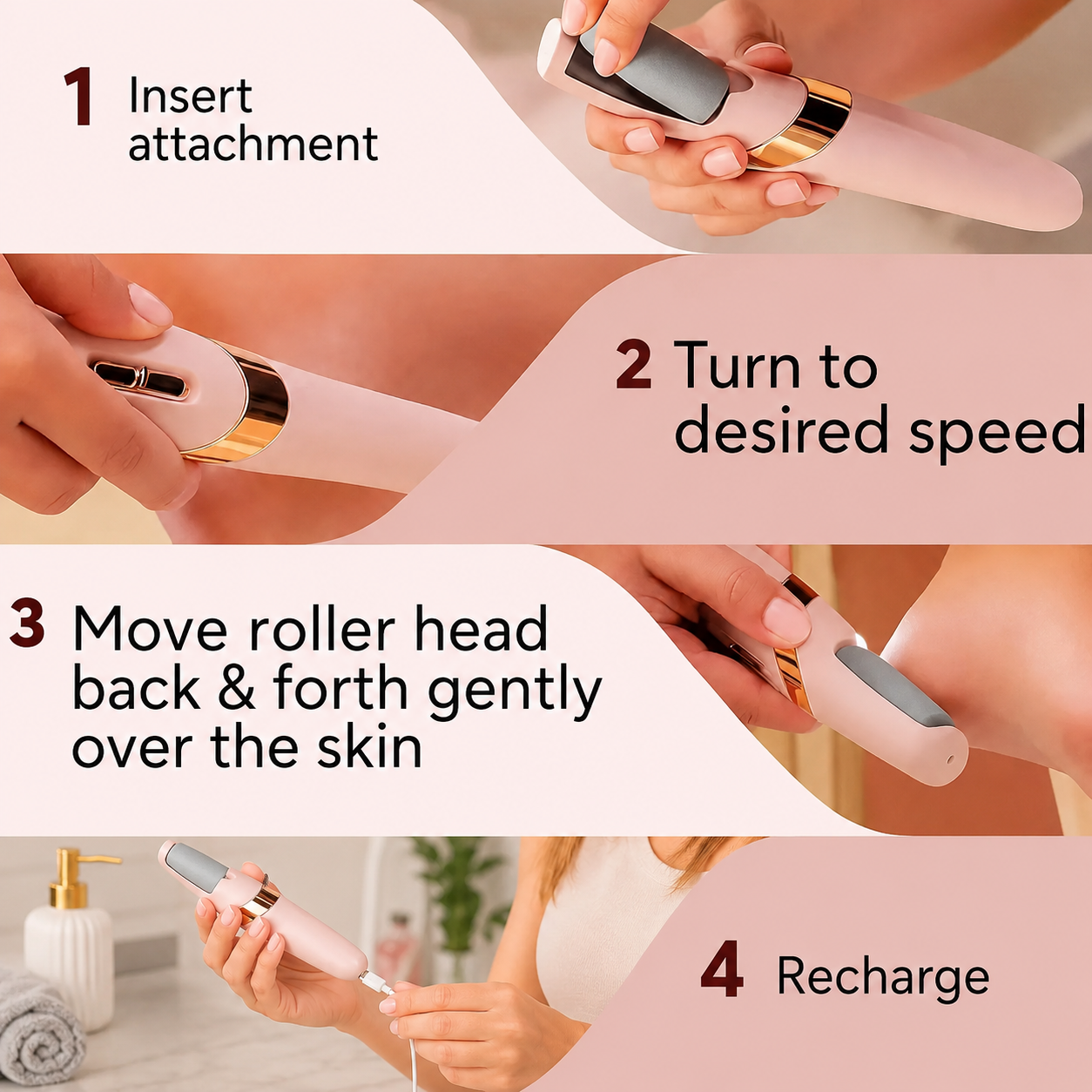 Pretty Girl Rechargeable Electric Callus Remover Foot File – Portable Pedicure Tool for Smooth Dry & Cracked Heels