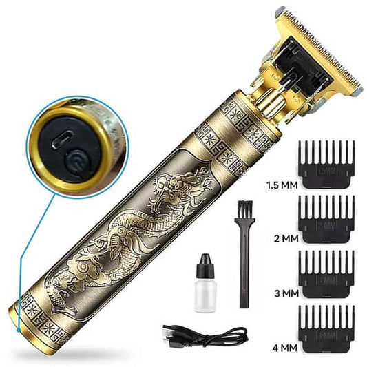 T9 Vintage Professional Electric Hair & Beard Trimmer – Cordless Rechargeable Grooming Kit for Men