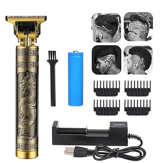 T9 Vintage Professional Electric Hair & Beard Trimmer – Cordless Rechargeable Grooming Kit for Men
